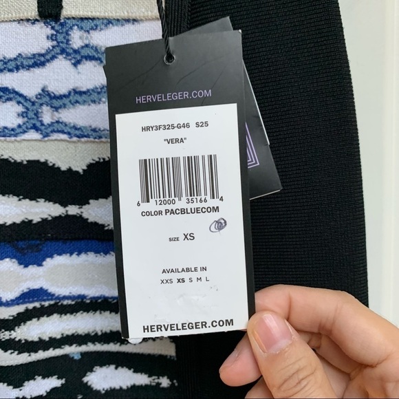 NWT HERVE LEGER Vera Striped Ripple Pencil Skirt Sz S - Picture 7 of 12